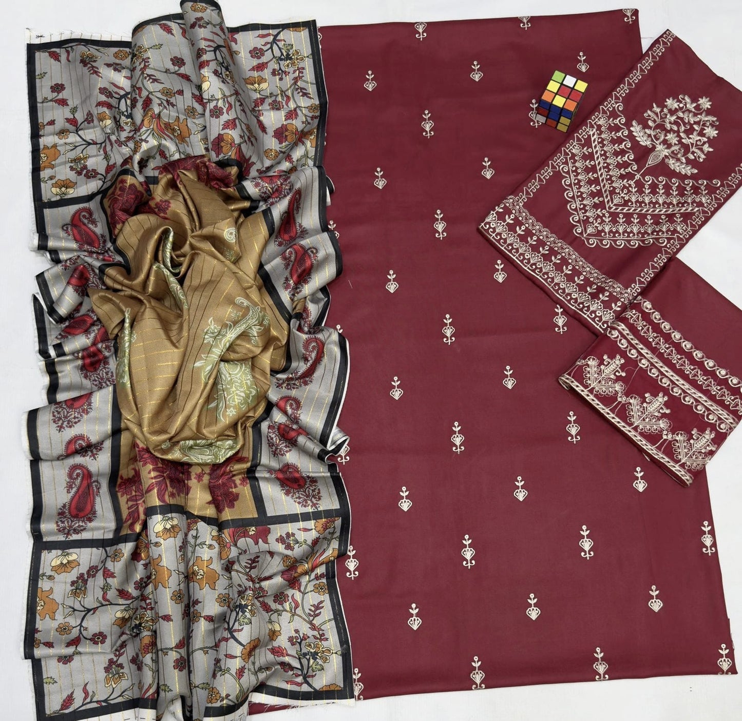 URGE dhanak embroidered unstitched 3pc