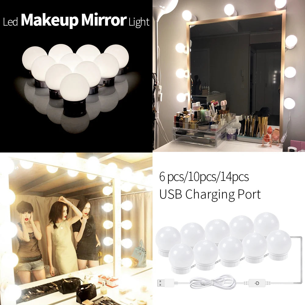 LED Vanity Mirror Lights 14 Dimmable Bulbs for Makeup Desk