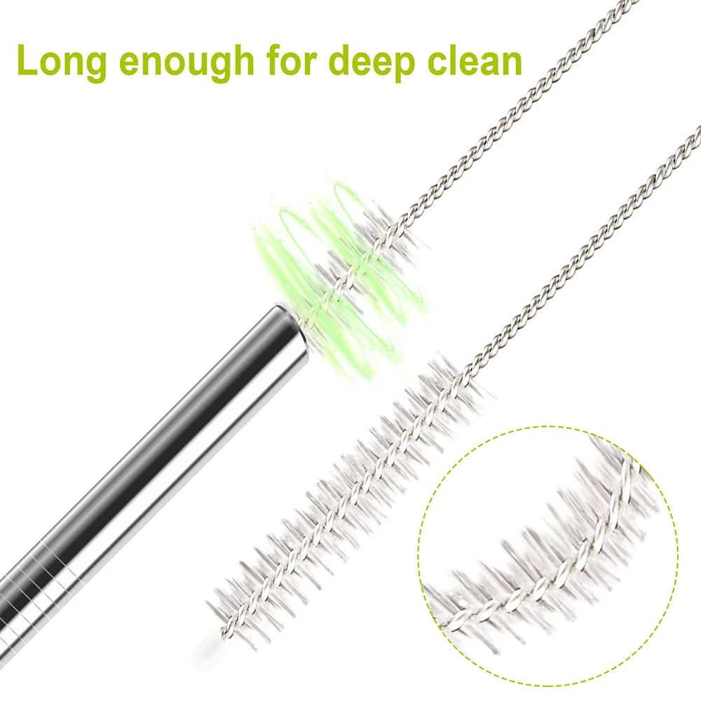 5 Pcs Reusable Stainless Steel Straws with Cleaning Brush