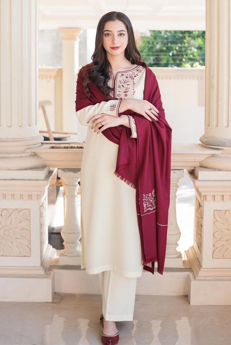 ASLING dhanak embroidered unstitced 3pc