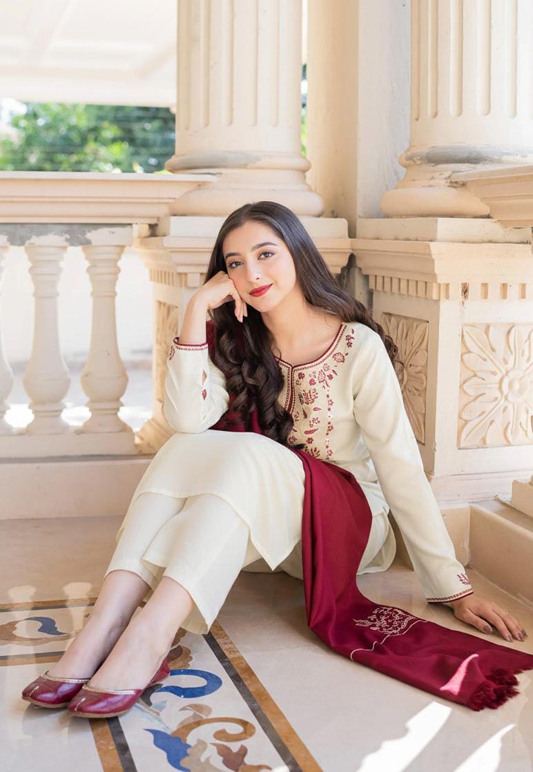 ASLING dhanak embroidered unstitced 3pc