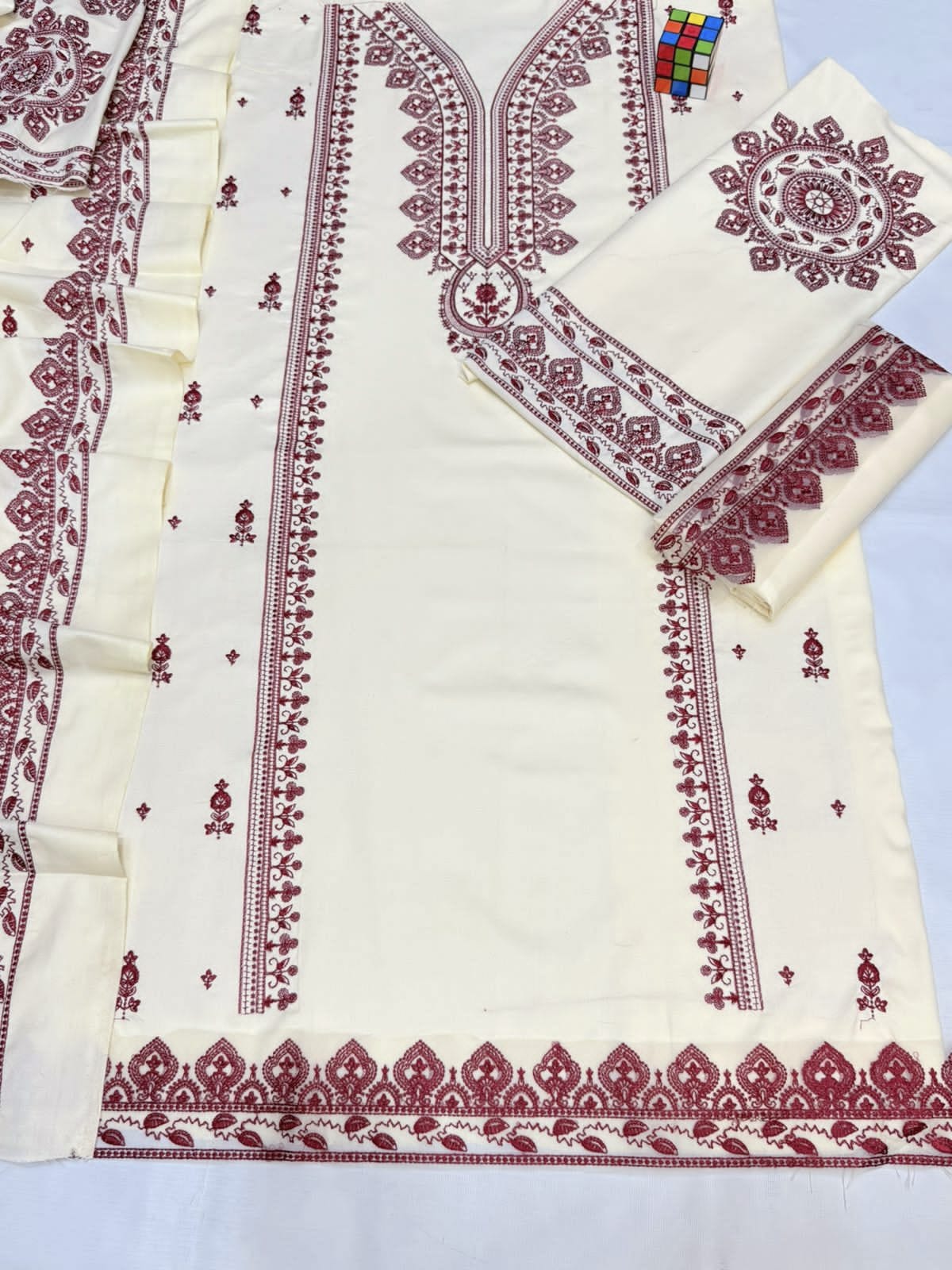 ANEELA'S dhanak embroidered &amp; embroidered shawl luxury unstitched 3pc