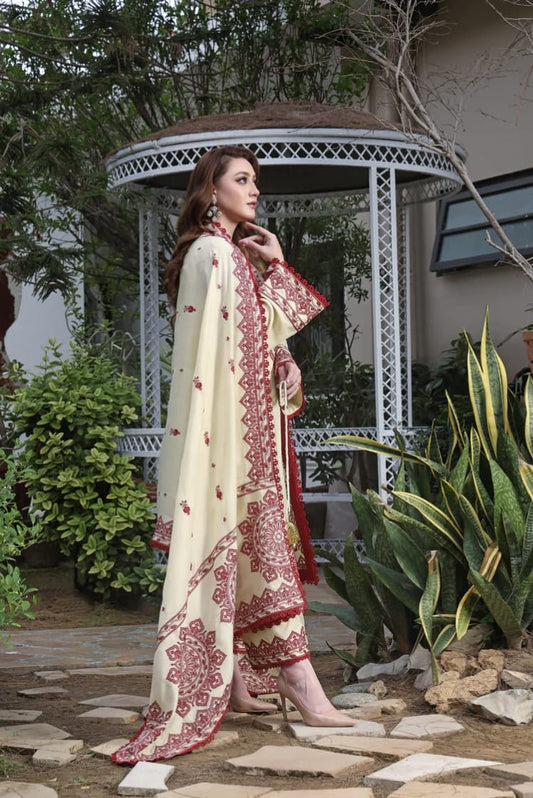 ANEELA'S dhanak embroidered &amp; embroidered shawl luxury unstitched 3pc