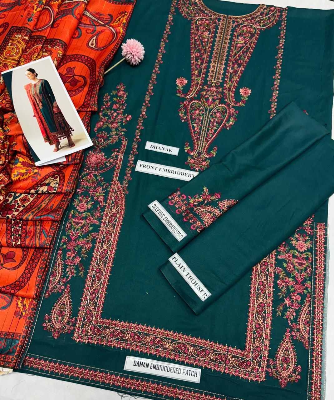 HUSSAIN REHAR dhanak embroidery luxury unstitched 3pc