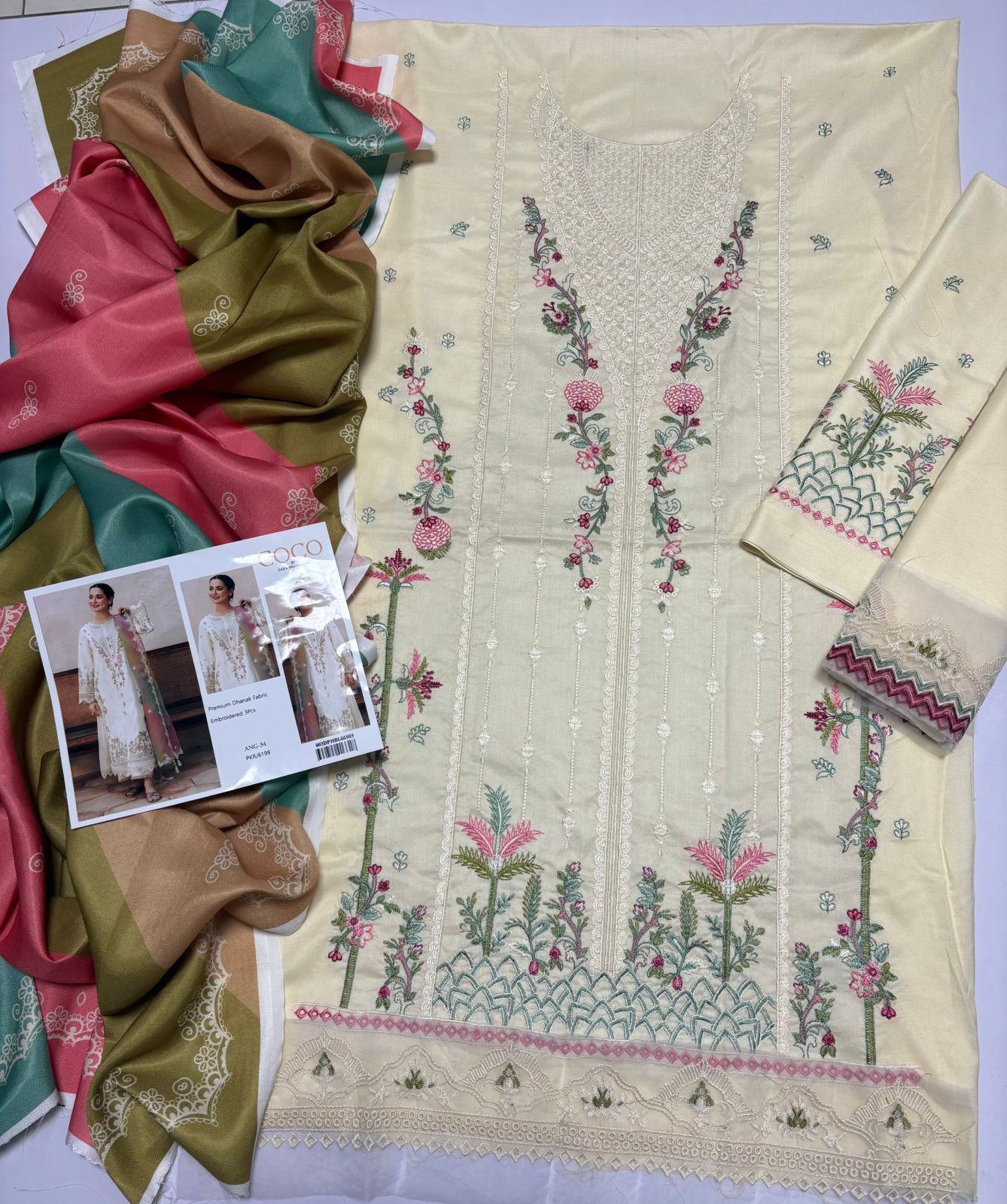 COCO dhanak embroiderd luxury unstitched 3pc