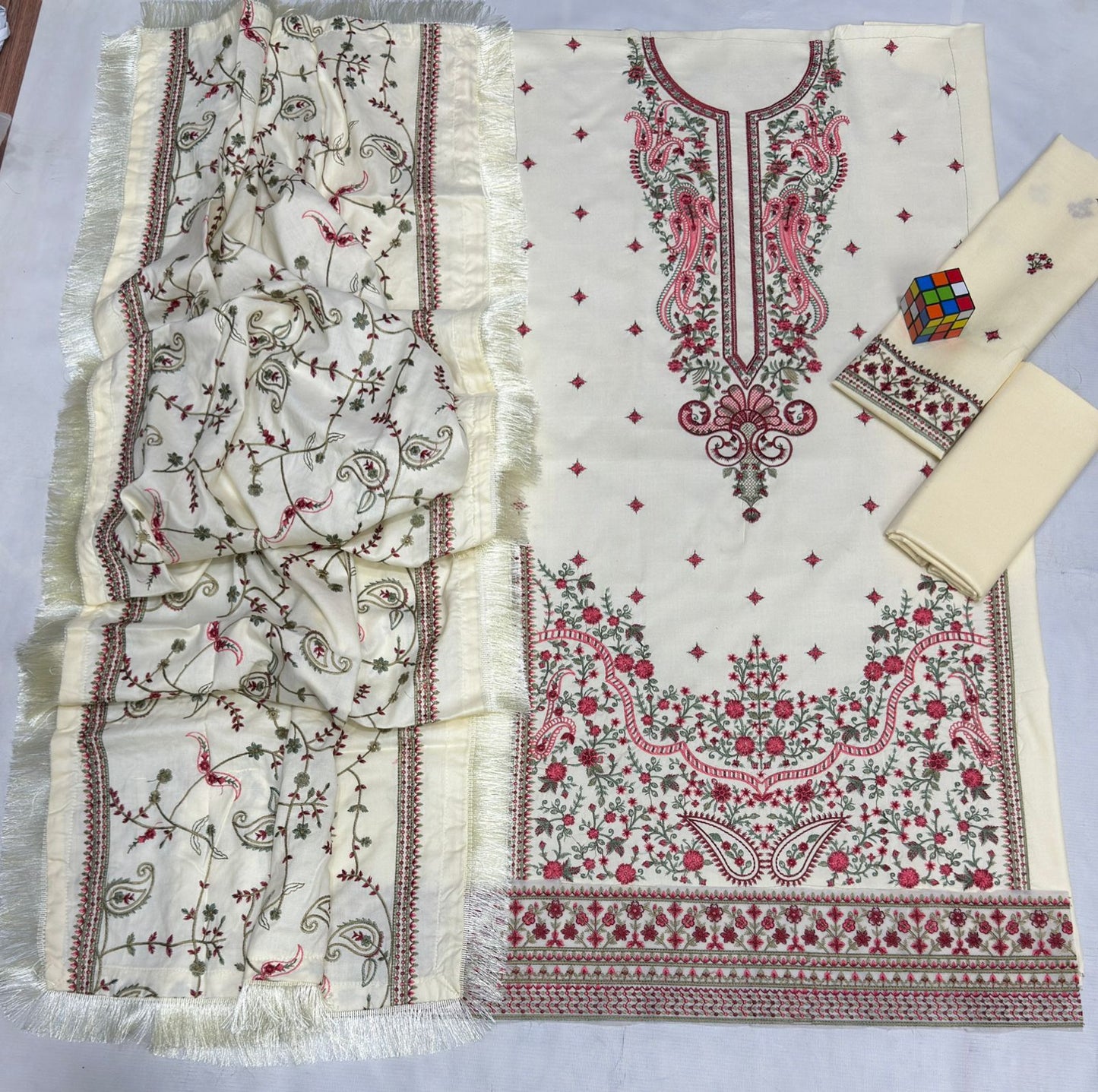 ASIM JOFA dhanak embroidered &amp; embroidered shawl luxury unstitched 3pc