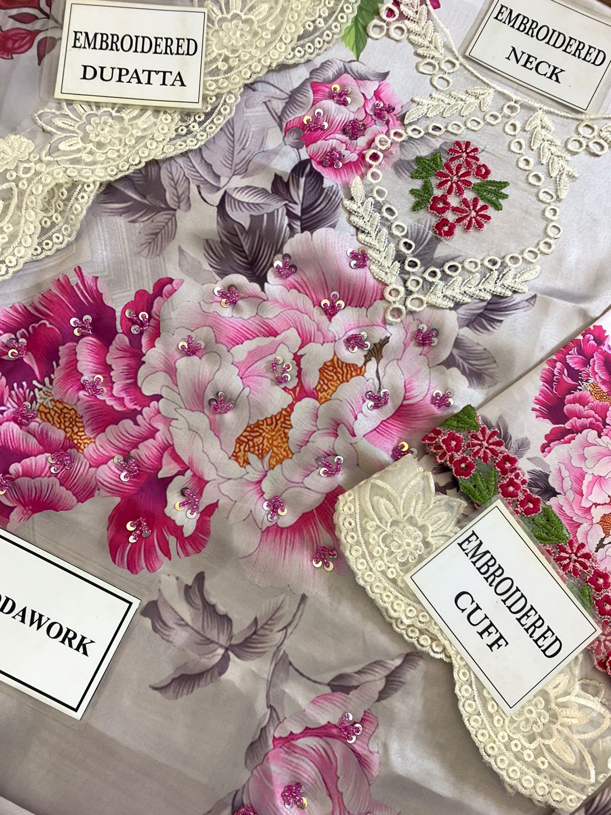 ASIFA NABEEL shamooz silk embroidered hand emblishment luxury unstitched 3pc