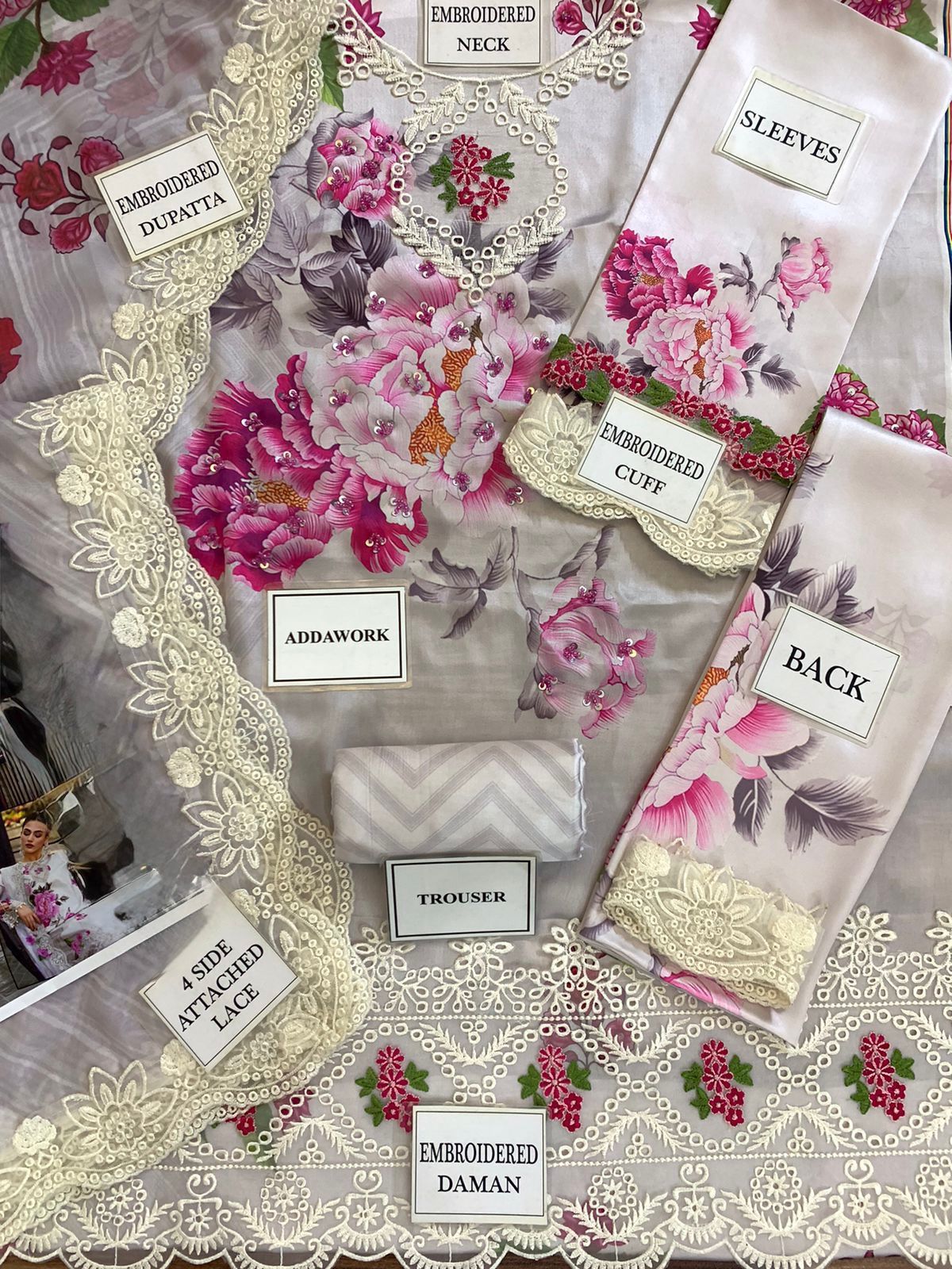 ASIFA NABEEL shamooz silk embroidered hand emblishment luxury unstitched 3pc