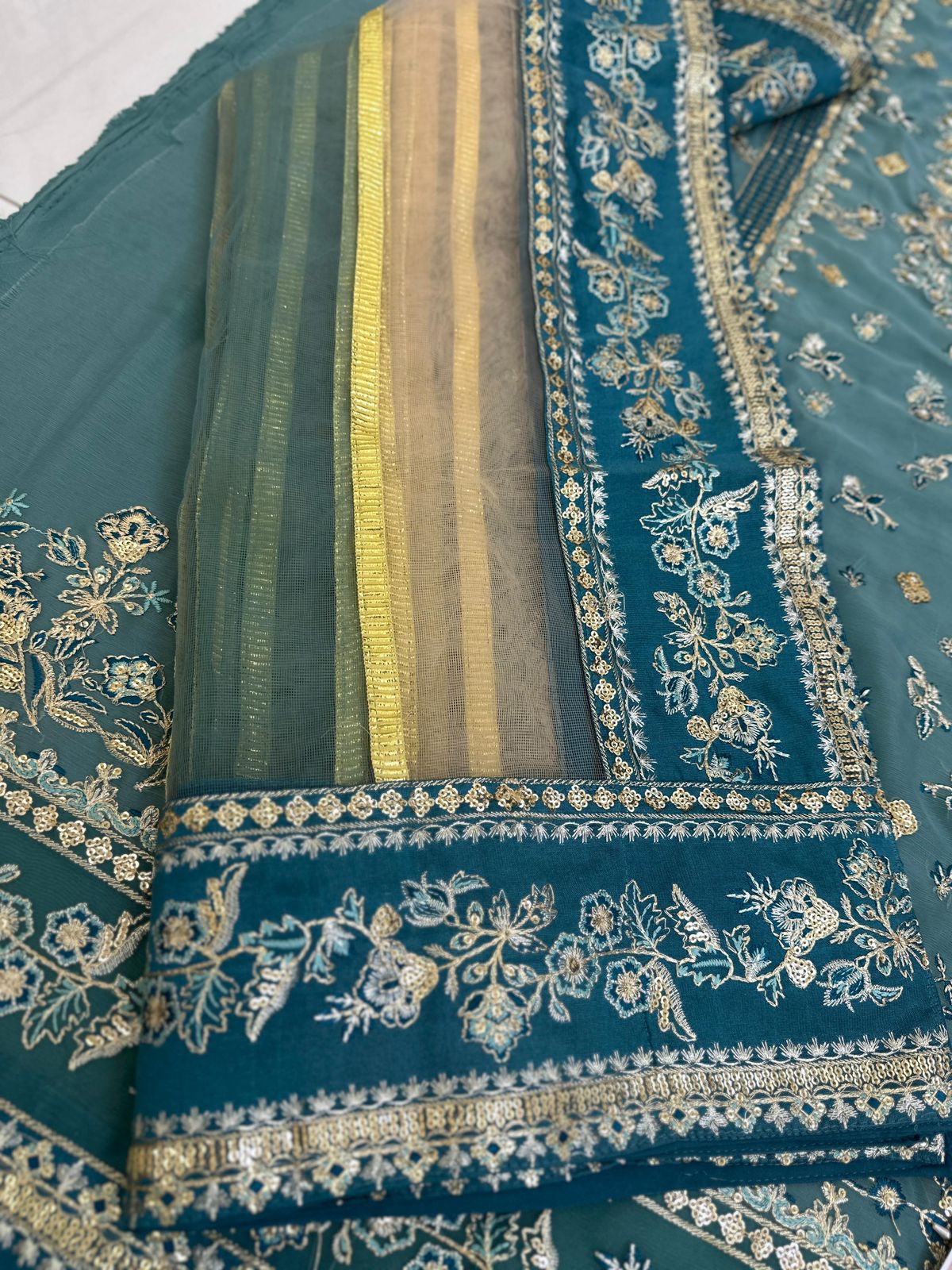 CHARIZAM chiffon embroidered hand embellished luxury unstitched 3pc