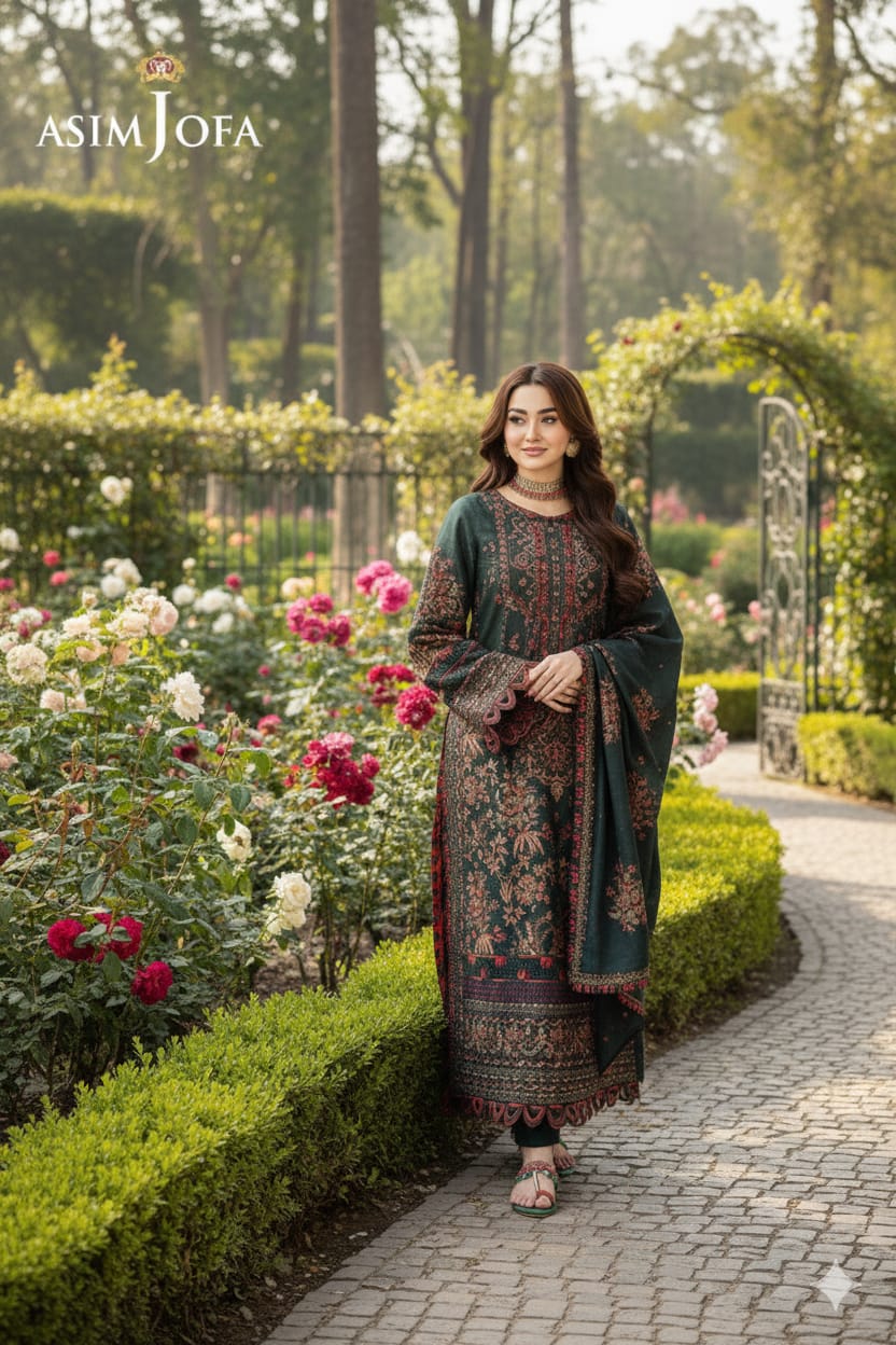 ASIM JOFA dhanak embroidered &amp; embroidered shawl luxury unstitched 3pc